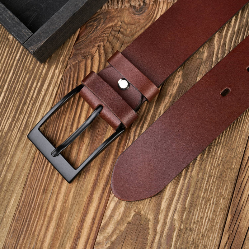 PASEK MĘSKI SKÓRZANY BRĄZOWY SZEROKI 130 cm Z CZARNĄ KLAMRĄ PAOLO PERUZZI PG-05-BRBL-130