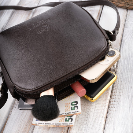 TOREBKA DAMSKA LISTONOSZKA SKÓRZANA BRĄZOWA PAOLO PERUZZI SI-11-BR