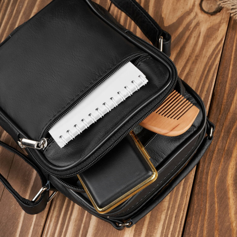 Torba męska na ramię saszetka skórzana czarna pojemna Abruzzo ABR-01