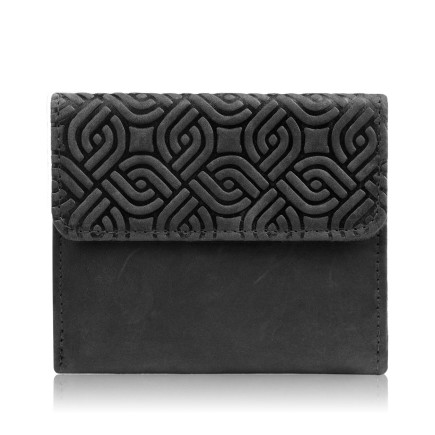Portfel damski skórzany vintage czarny mały z RFID w geometryczny wzór Paolo Peruzzi T-114-HBL