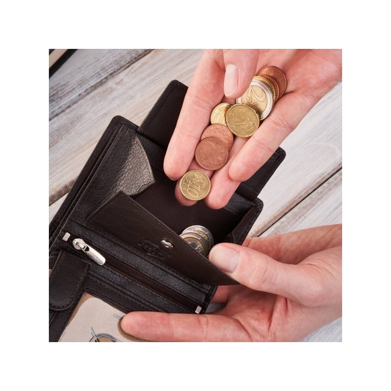 Portfel męski skórzany klasyczny czarny RFID Brodrene G-106MN/BL