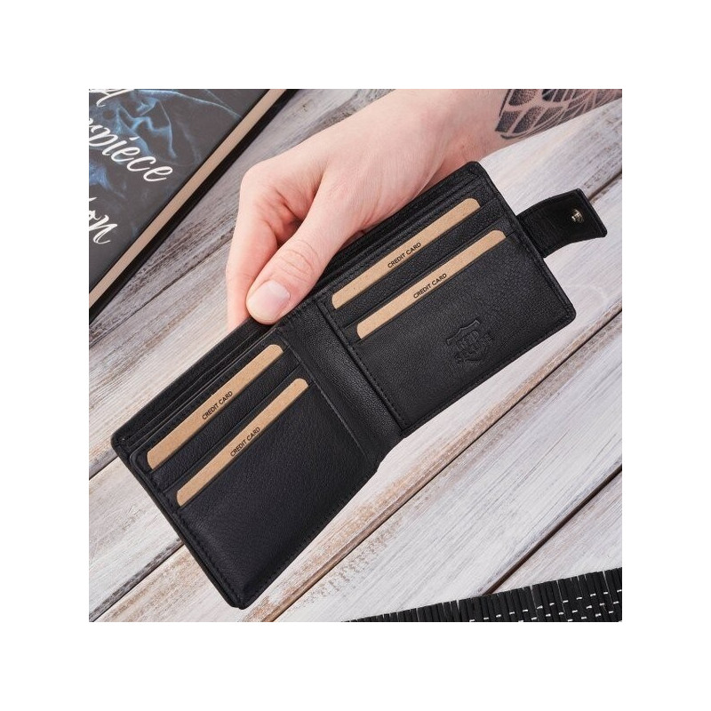 Portfel męski mały skórzany czarny RFID Brodrene G-109MN/BL