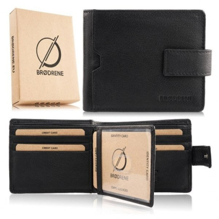 Portfel męski mały skórzany czarny RFID Brodrene G-109MN/BL