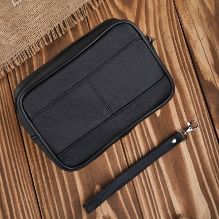 Saszetka męska skórzana do ręki praktyczna pakowna czarna Abruzzo ABR-10