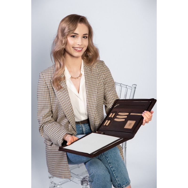 KLASYCZNY BIWUAR SKÓRZANY BRĄZOWY PAOLO PERUZZI T-58-BR