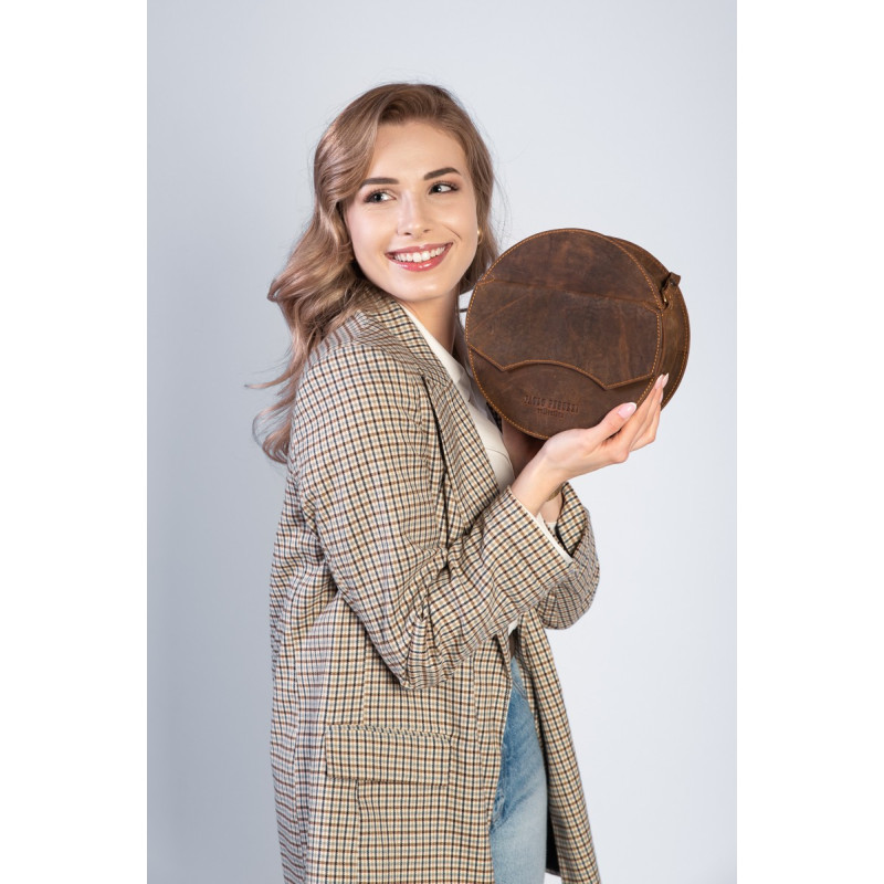 TOREBKA DAMSKA MAŁA NA RAMIĘ SKÓRZANA OKRĄGŁA PAOLO PERUZZI T-92-LB