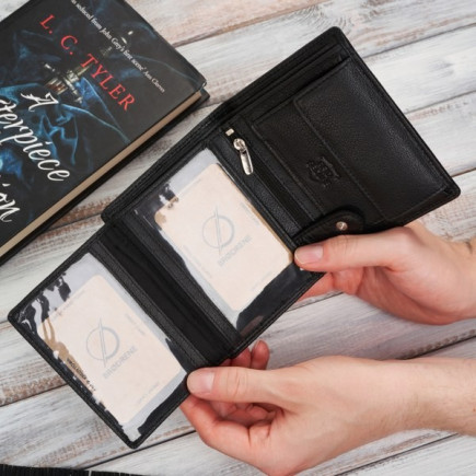 Męski Portfel Skórzany RFID Brødrene Czarny G-08/MN/BL