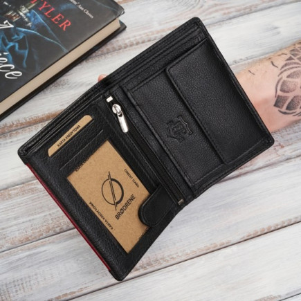 Męski Portfel Skórzany RFID Brødrene Czarny G-08/MN/BL