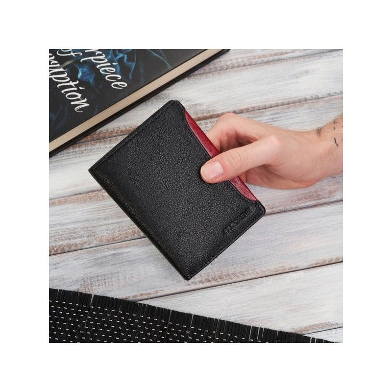 Męski Portfel Skórzany RFID Brødrene Czarny G-08/MN/BL