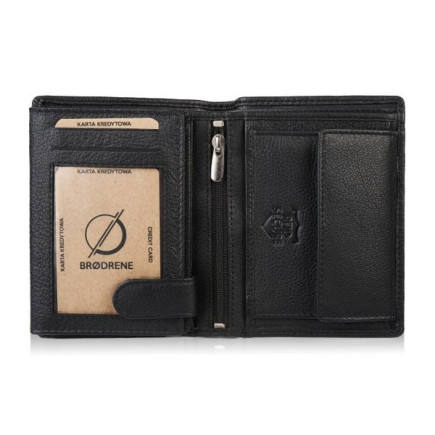Męski Portfel Skórzany RFID Brødrene Czarny G-08/MN/BL