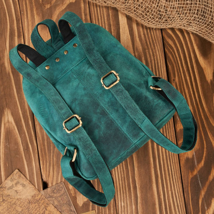 Portfel damski skórzany zielony T-05-GR plecaczek damski miejski vintage T-18-HGR zestaw prezentowy Paolo Peruzzi ZUP-114-GR