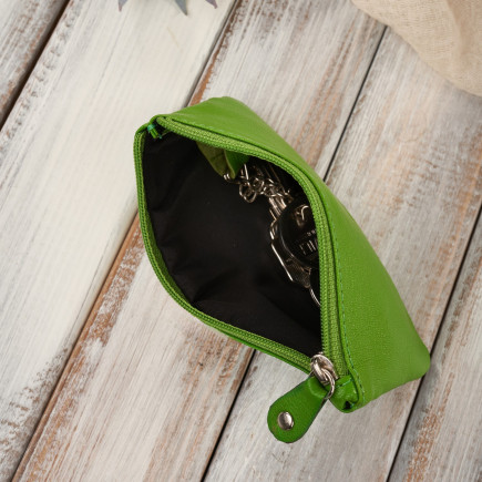 Etui na klucze skórzane zielone pojemne ze skóry naturalnej licowej Paolo Peruzzi T-51-NGR