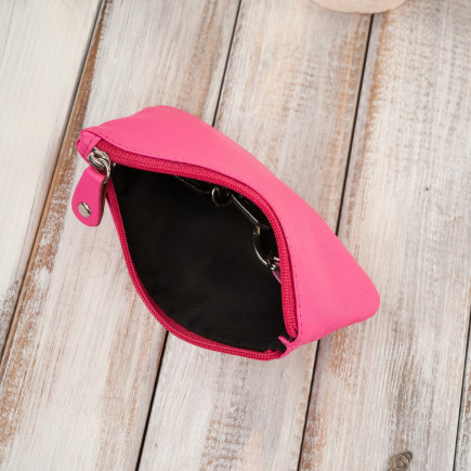 Etui na klucze skórzane różowe pojemne ze skóry naturalnej licowej Paolo Peruzzi T-51-NPI