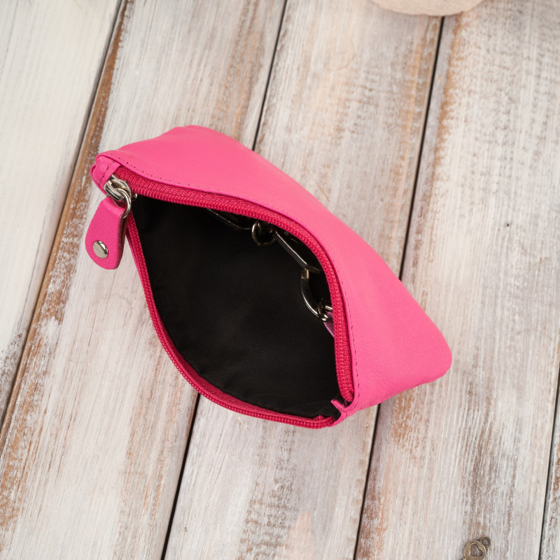 Etui na klucze skórzane różowe pojemne ze skóry naturalnej licowej Paolo Peruzzi T-51-NPI