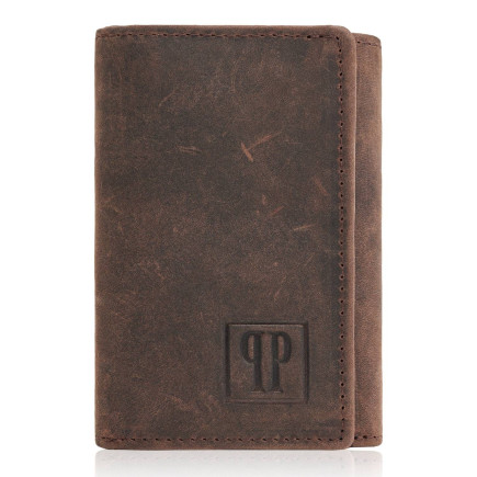 Portfel męski T-03-BR skórzane etui na klucze T-49-BR Zestaw prezentowy Paolo Peruzzi ZUP-125