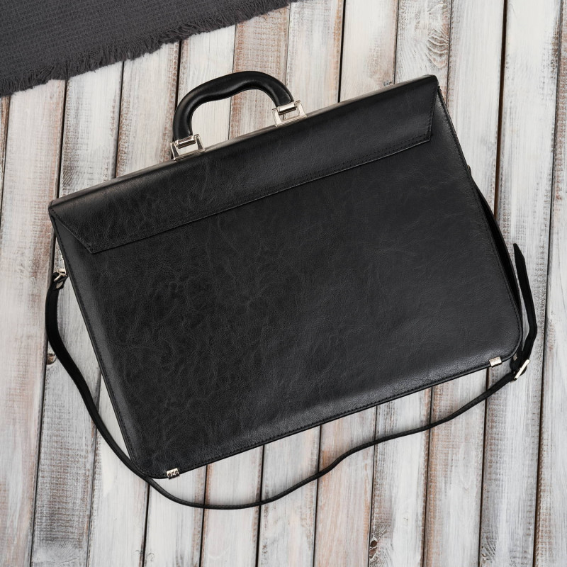 Aktówka męska skórzana do ręki i na ramię elegancka czarna Paolo Peruzzi S-45-BL