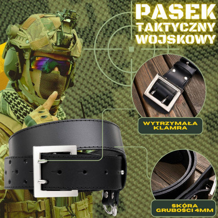 Wojskowy pasek męski skórzany Paolo Peruzzi PG-06-BL-110