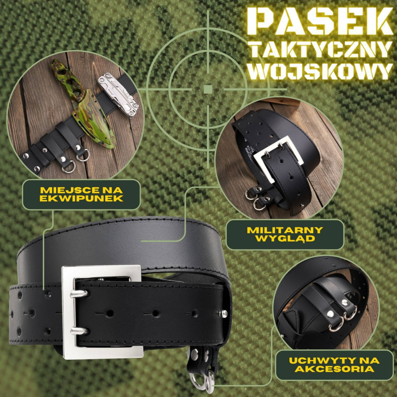 Wojskowy pasek męski skórzany Paolo Peruzzi PG-06-BL-110