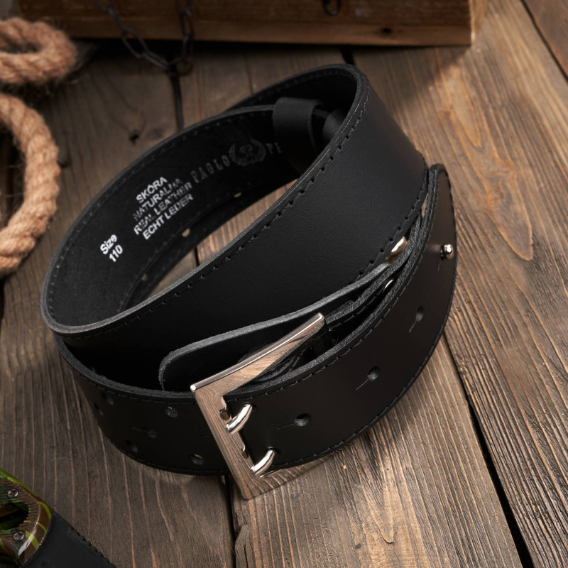 Wojskowy pasek męski skórzany Paolo Peruzzi PG-06-BL-130