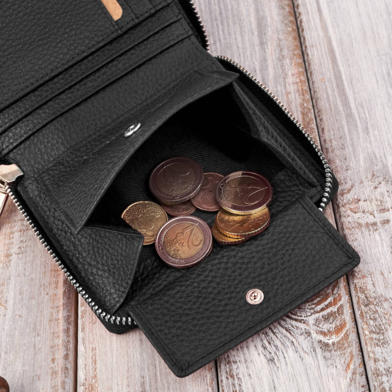 Portfel damski klasyczny skórzany czarny RFID Paolo Peruzzi  T-139-BL