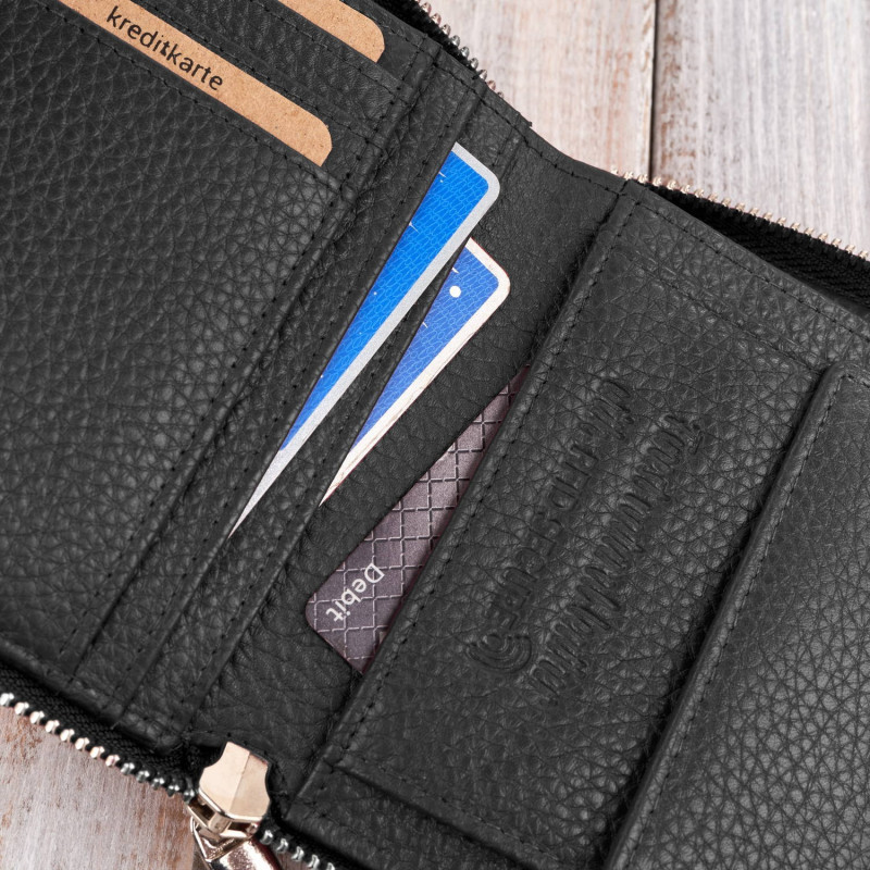 Portfel damski klasyczny skórzany czarny RFID Paolo Peruzzi  T-139-BL