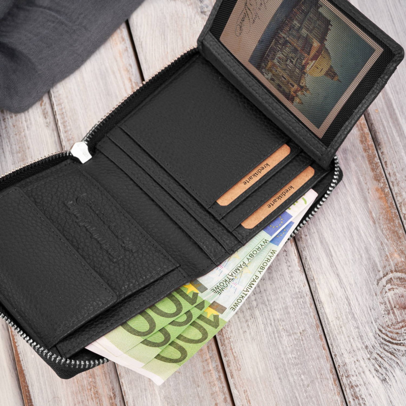 Portfel damski klasyczny skórzany czarny RFID Paolo Peruzzi  T-139-BL