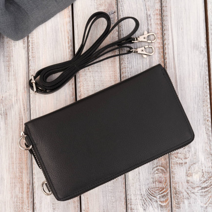 Skórzana torebka damska na ramię kopertówka portfel damski T-142-BL