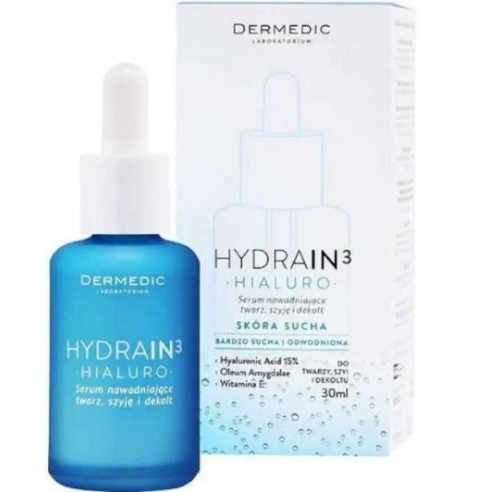 DERMEDIC HYDRAIN 3 SERUM nawadniające twarz, szyję, dekolt 30ml