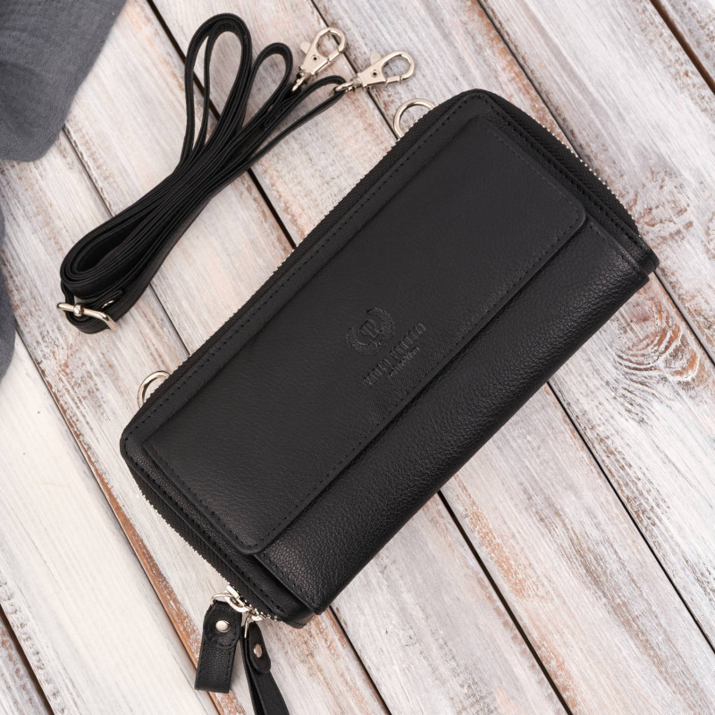 Skórzana kopertówka damska portfel damski T-137-BL