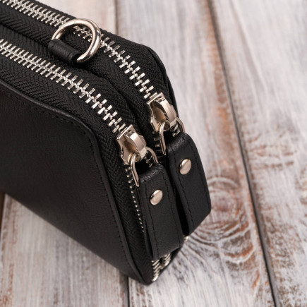 Skórzana kopertówka damska portfel damski T-137-BL