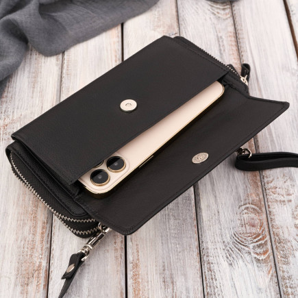 Skórzana kopertówka damska portfel damski T-137-BL