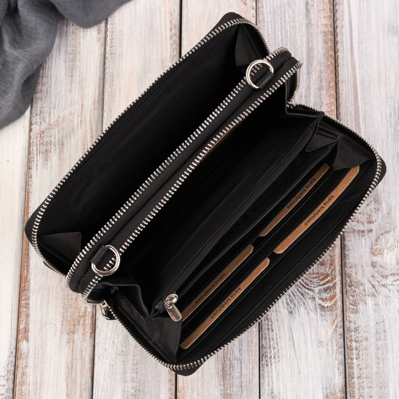 Skórzana kopertówka damska portfel damski T-137-BL