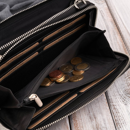 Skórzana kopertówka damska portfel damski T-137-BL