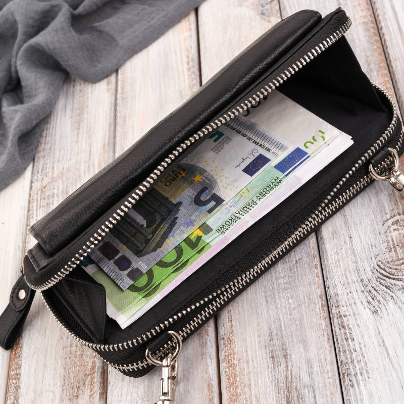 Skórzana kopertówka damska portfel damski T-137-BL