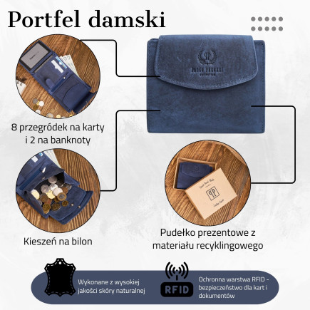 ELEGANCKI SKÓRZANY PORTFEL DAMSKI RFID PAOLO PERUZZI T-12-DB