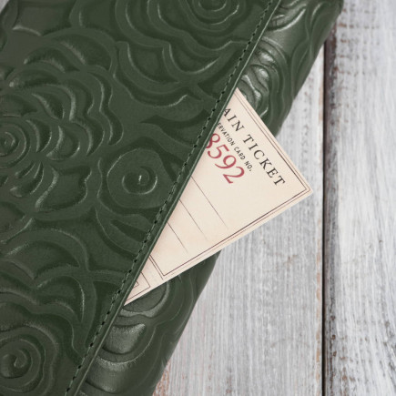 Portfel damski skórzany ciemnozielony w kwiatki duży Paolo Peruzzi AL-12-GB