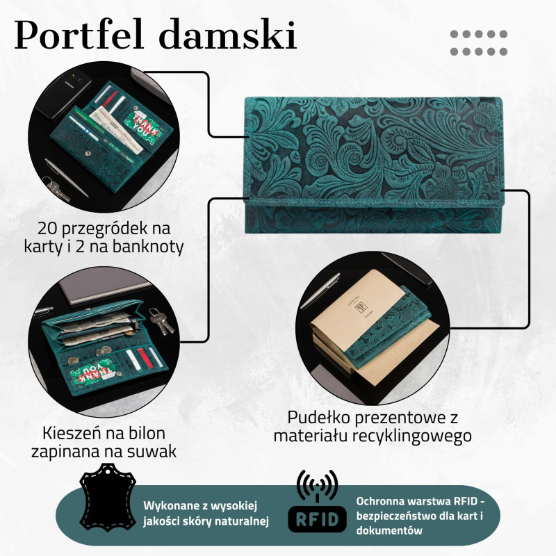 SKÓRZANY PORTFEL DAMSKI VINTAGE T-25-GR PAOLO PERUZZI