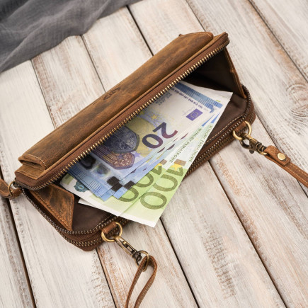 Skórzana kopertówka damska do ręki na ramię portfel damski Paolo Peruzzi T-137-HBR