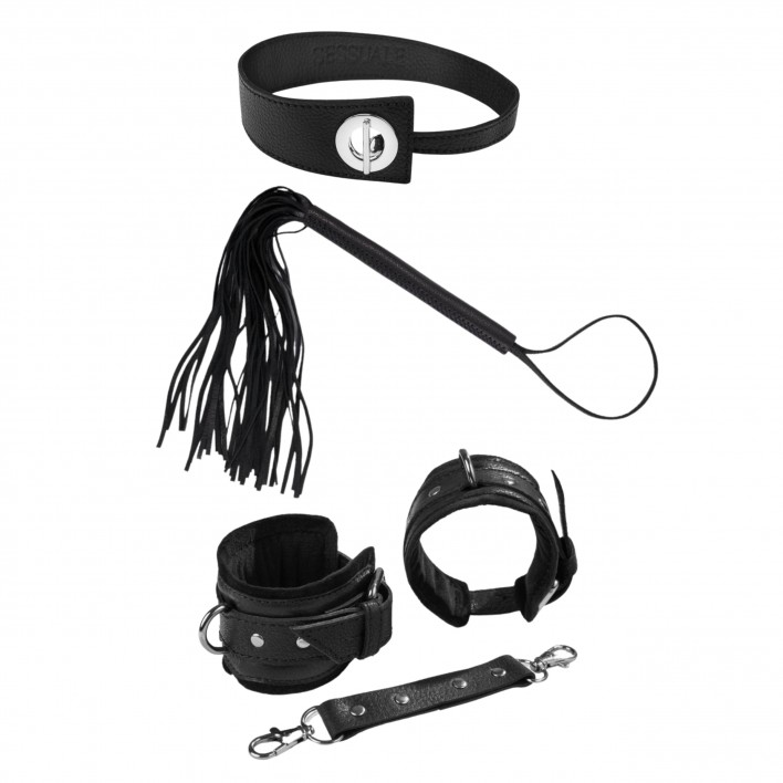 Komplet BDSM – kajdanki, pejcz, choker ekskluzywny zestaw erotyczny dla par Sessuale ZUP-142