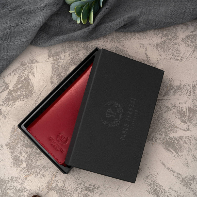 Portfel damski skórzany duży czerwony z ochroną RFID Paolo Peruzzi T-140-RD