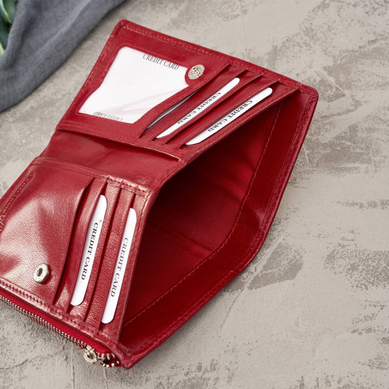 Portfel damski skórzany duży czerwony z ochroną RFID Paolo Peruzzi T-140-RD