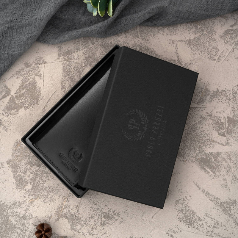 Portfel damski skórzany duży czarny z ochroną RFID Paolo Peruzzi T-140-BL