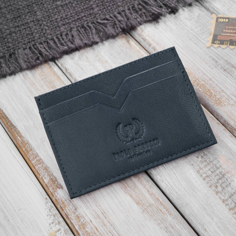 Etui na karty i wizytówki skórzane minimalistyczne praktyczne etui granatowe Paolo Peruzzi T-150-NV