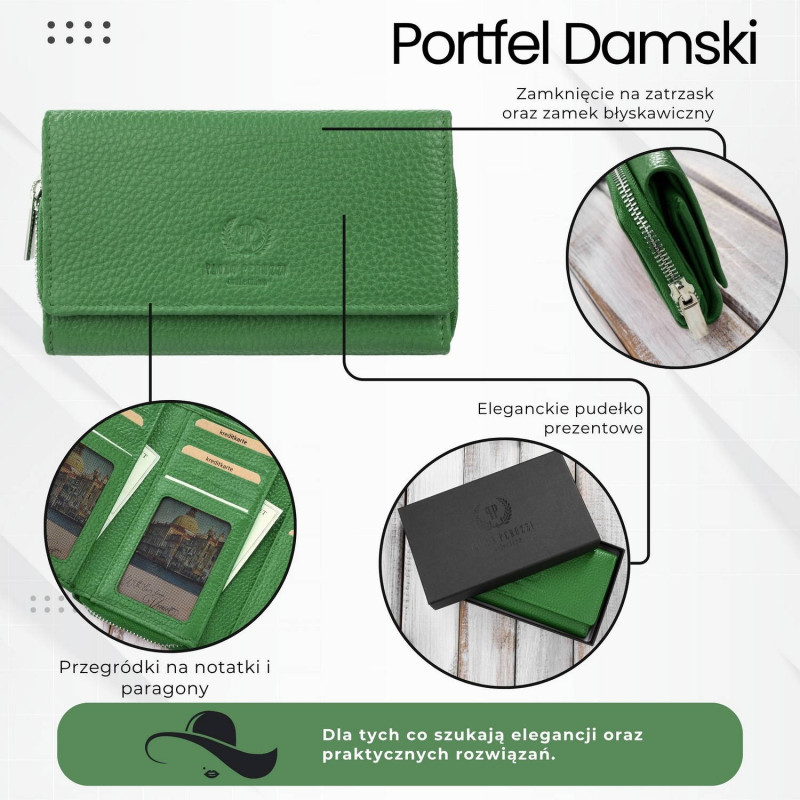 Portfel damski duży czarny ze skóry naturalnej pojemny Paolo Peruzzi T-138-GB