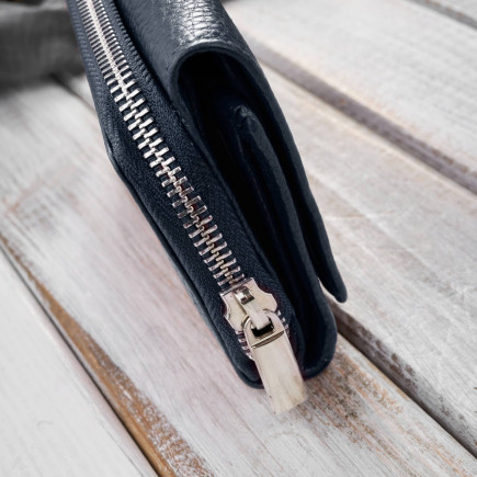 Portfel damski duży granatowy ze skóry naturalnej pojemny Paolo Peruzzi T-138-NV