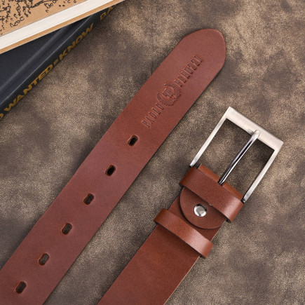 Pasek męski skórzany premium z klasyczną klamrą elegancki koniakowy 110 cm Paolo Peruzzi PG-08-CG-110