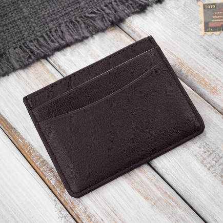 Etui na karty i wizytówki skórzane minimalistyczne praktyczne etui brązowe Paolo Peruzzi T-151-BR