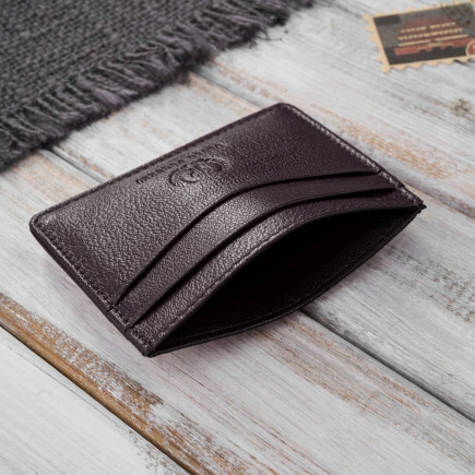 Etui na karty i wizytówki skórzane minimalistyczne praktyczne etui brązowe Paolo Peruzzi T-151-BR