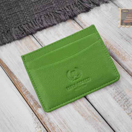 Etui na karty i wizytówki skórzane minimalistyczne praktyczne etui zielone Paolo Peruzzi T-151-GR