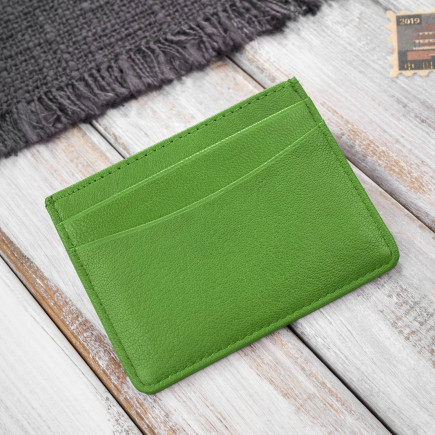 Etui na karty i wizytówki skórzane minimalistyczne praktyczne etui zielone Paolo Peruzzi T-151-GR